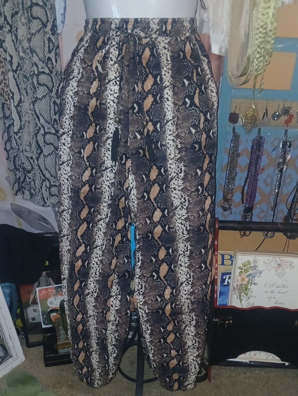 Blue Rain  Snake-Print Jogger-style Pants Medium